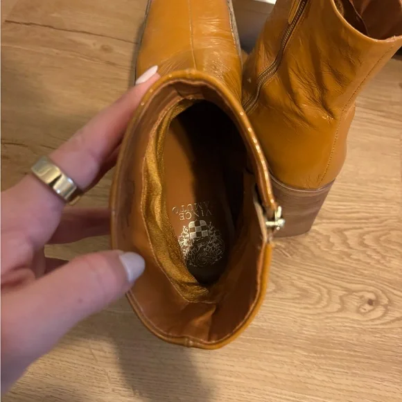 Vince Camuto Caramel Leather Ankle Boots - Picture 4 of 4